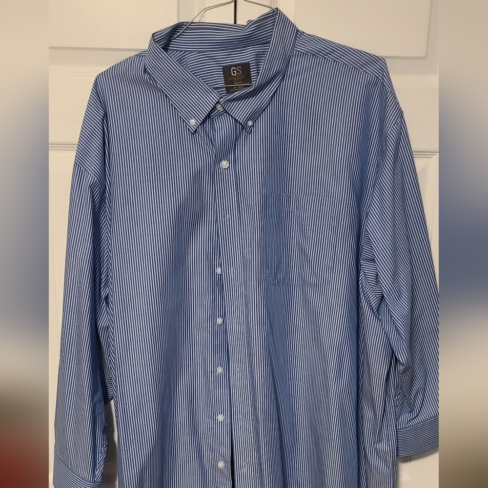 DXL Dress shirt with Blue/white stripes.  22 neck; 34/35 arm